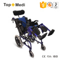 Silla de ruedas reclinable de aluminio para niños con parálisis Celebral de respaldo alto